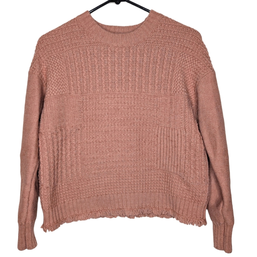Madewell Women's Merino Wool Blend Light Pink Rose Knit Sweater Size XS